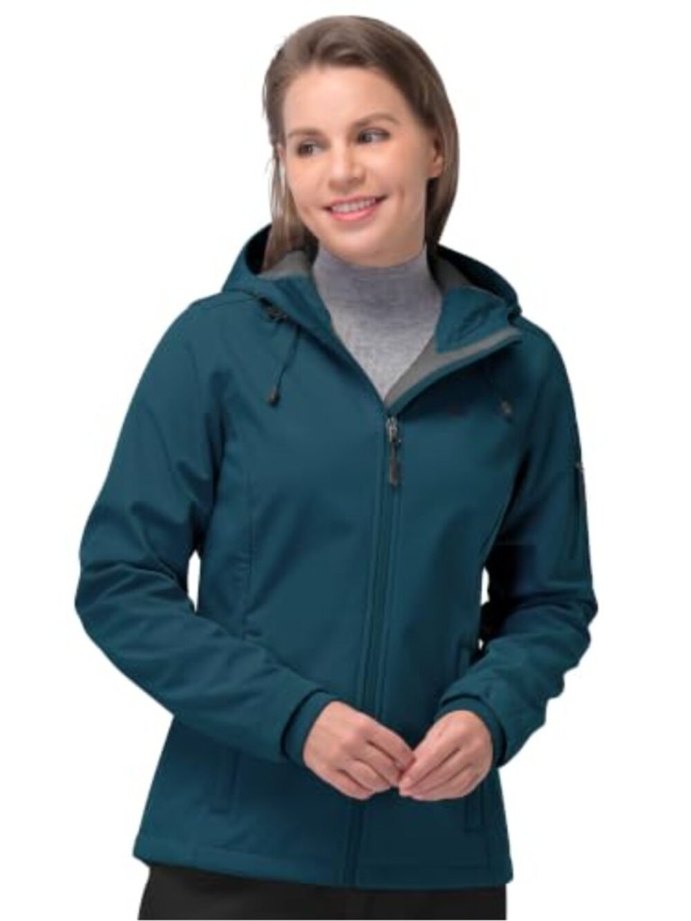 Women's Softshell Jacket Waterproof Hooded Fleece Lined Rain Coat